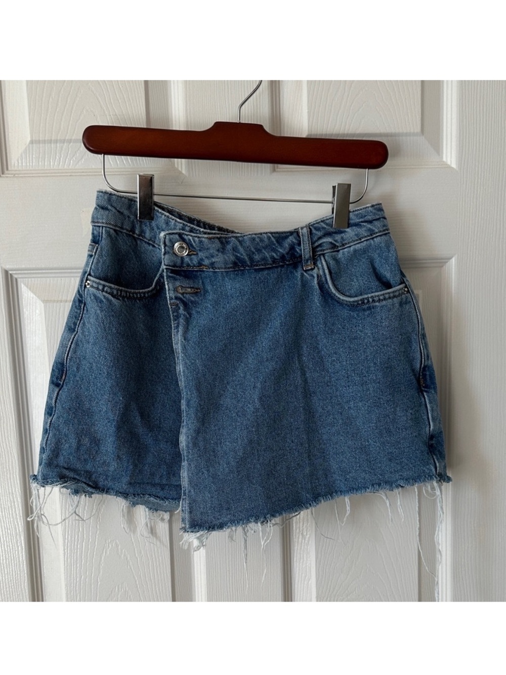ZARA Denim Mini Skort in Medium Blue